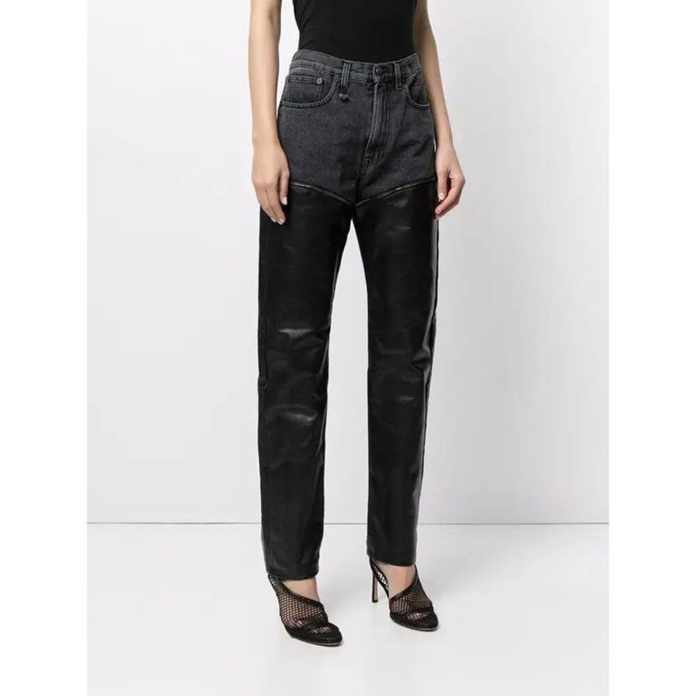 R13 Black Leather Zip Off Axl Slim Pants - Picture 2 of 16